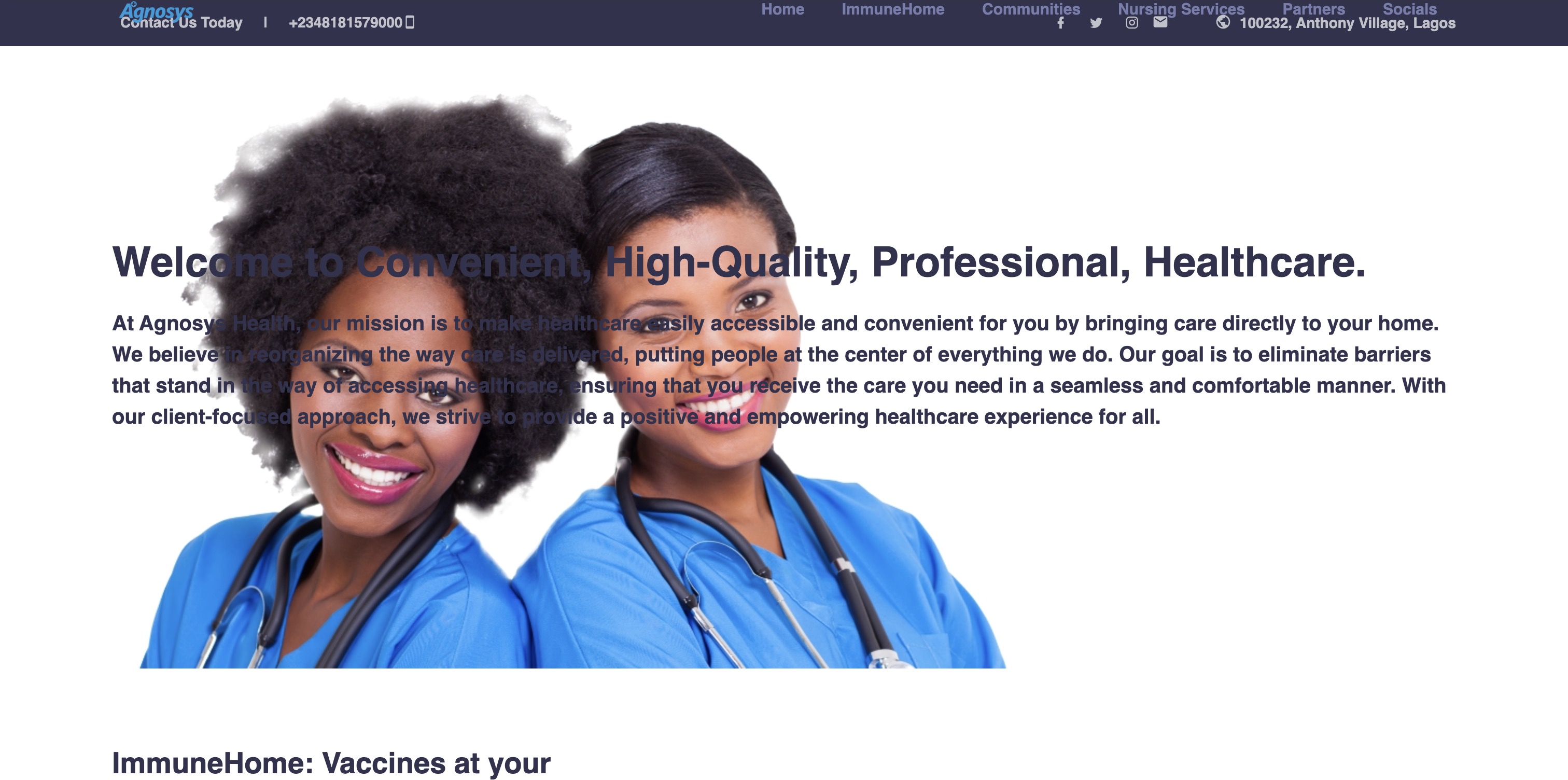 Previous Agnosys Health website